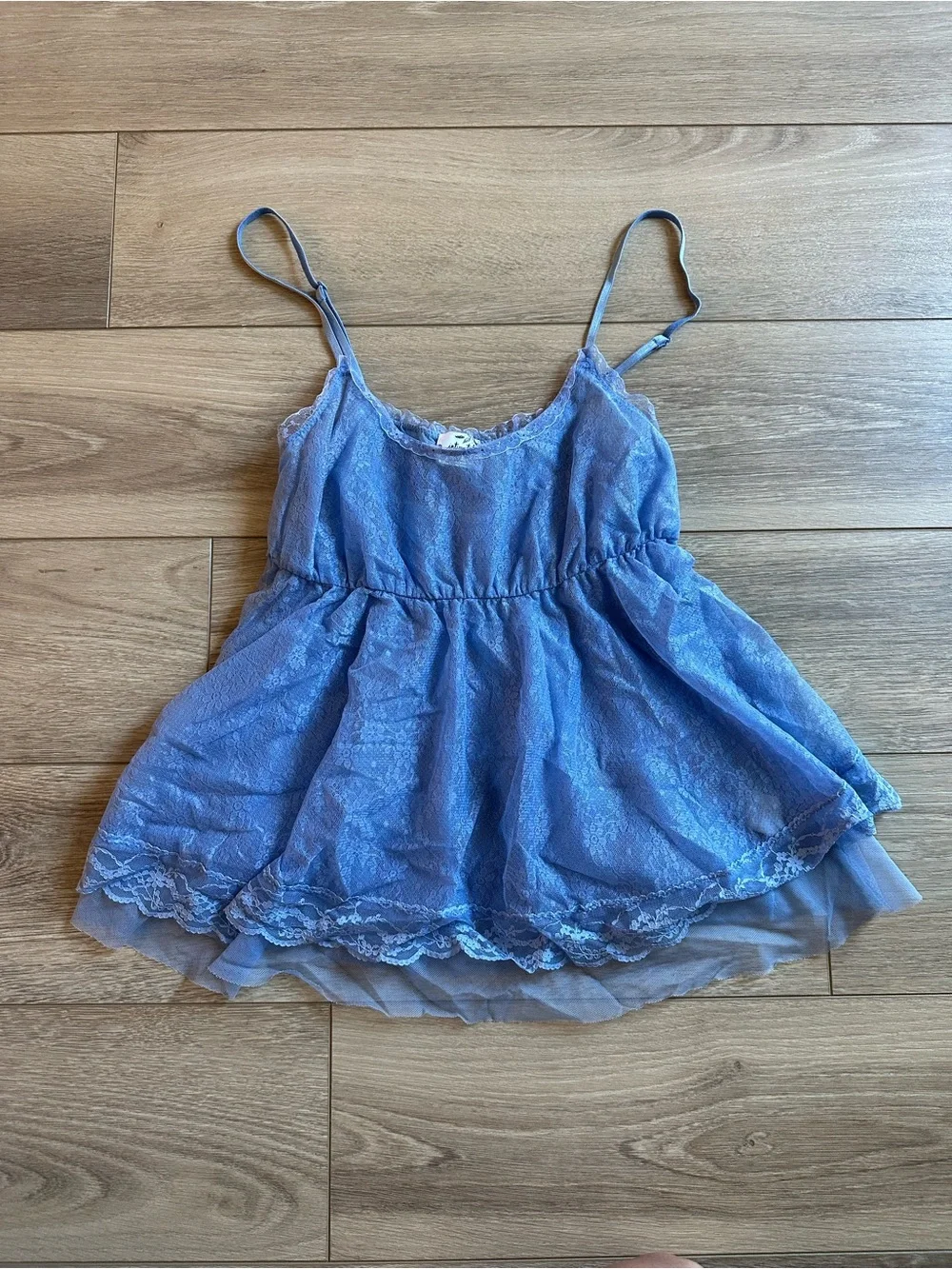 Intimately Free People sapphire blue lace babydoll camisole top